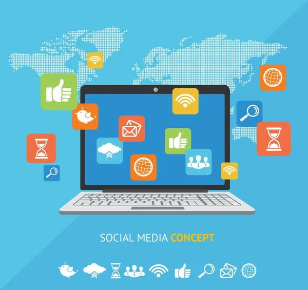 Wektorowa koncepcja mediów społecznościowych — Wektor stockowy