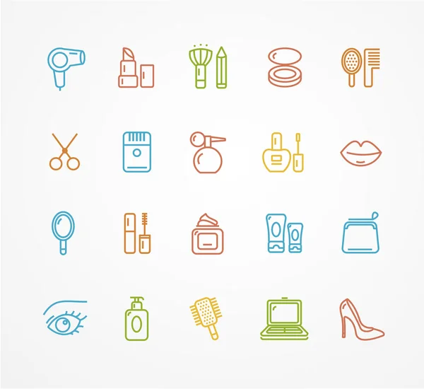Vector beauty outline icon set — Stock Vector