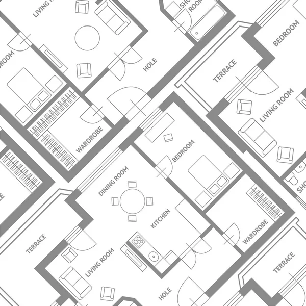 Vector  furniture architect plan background Flat Design — Stock Vector