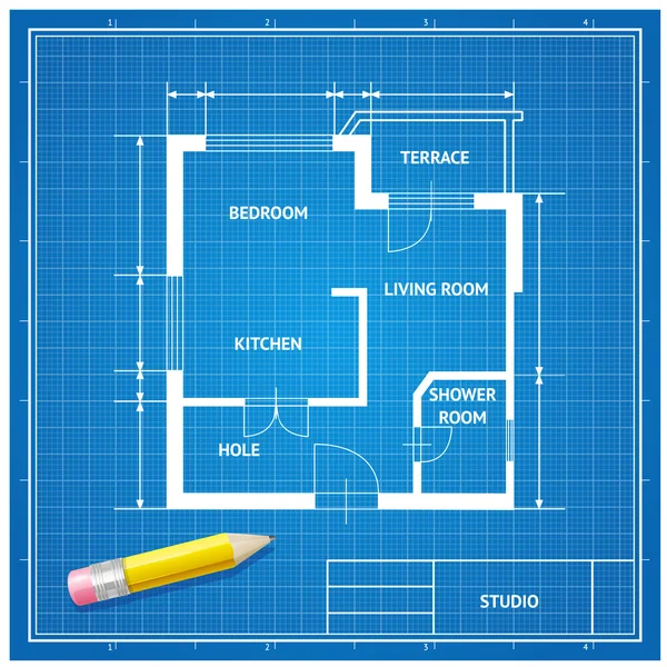 Vector  furniture architect blueprint background Flat Design — Stock Vector