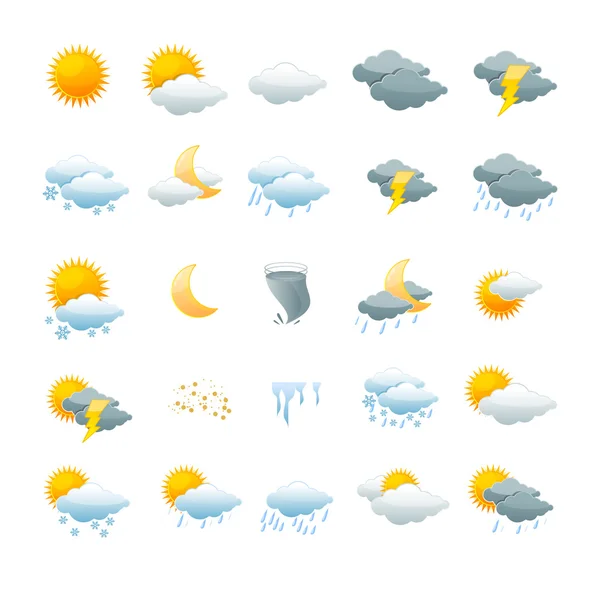 Conjunto de ícones meteorológicos vetoriais — Vetor de Stock