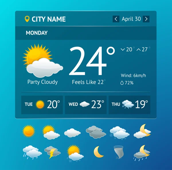 Vectot weather widget for smartphone