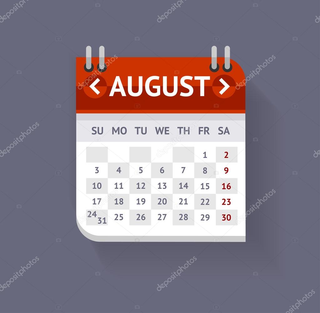Vector Calendar August Flat Design