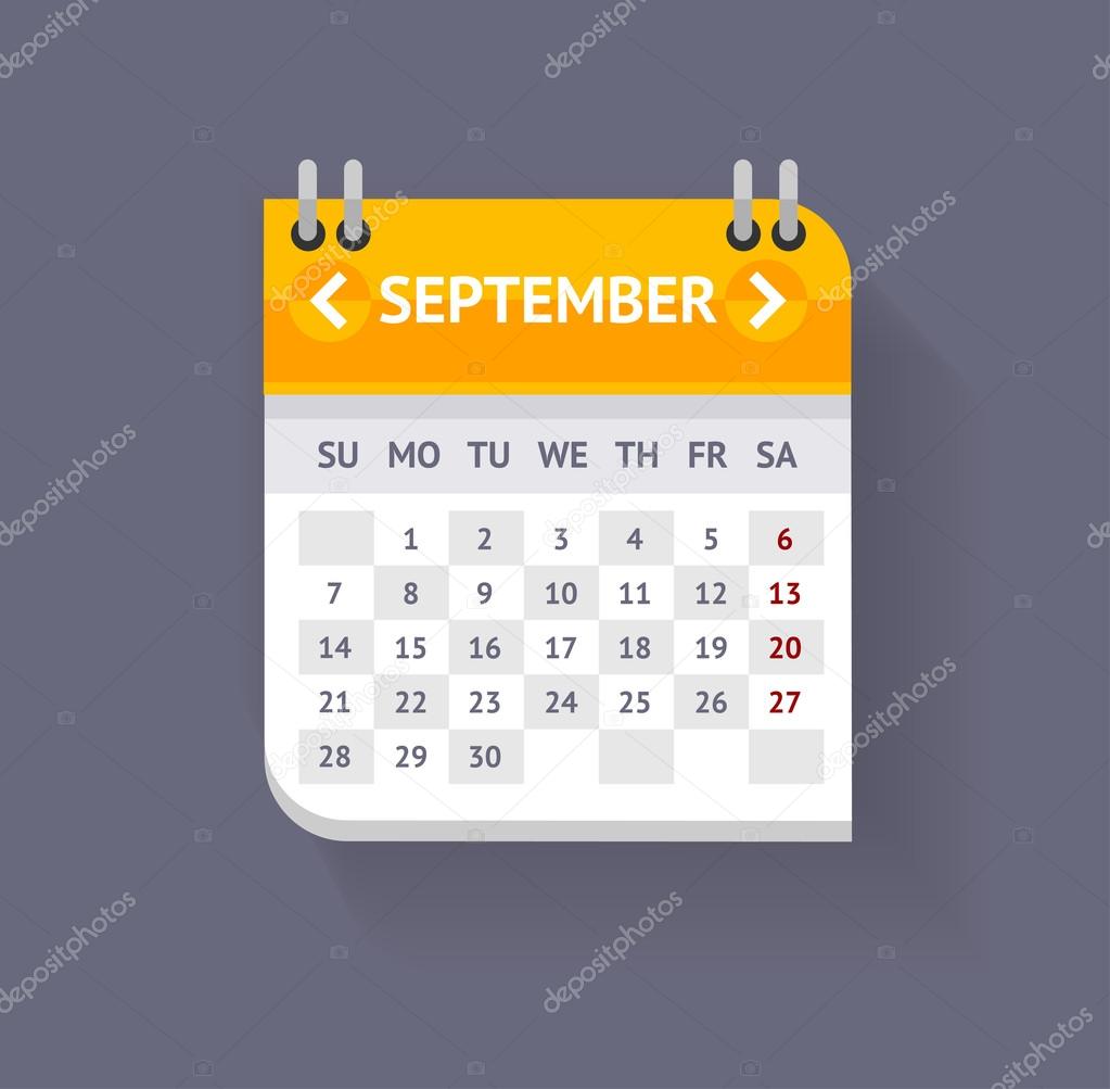 Vector Calendar September Flat Design