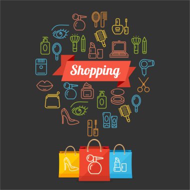 Vektör güzellik shoppinng kavramı kartı