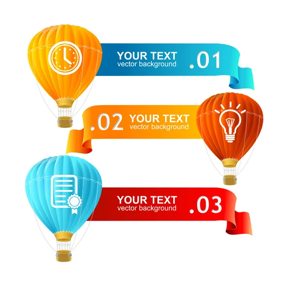 矢量。热空气气球选项横幅 — 图库矢量图片