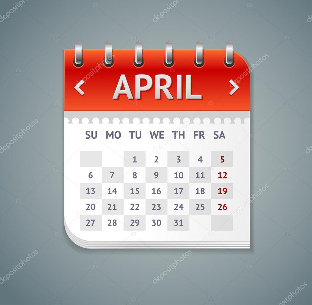 Vector Calendar April Flat Design