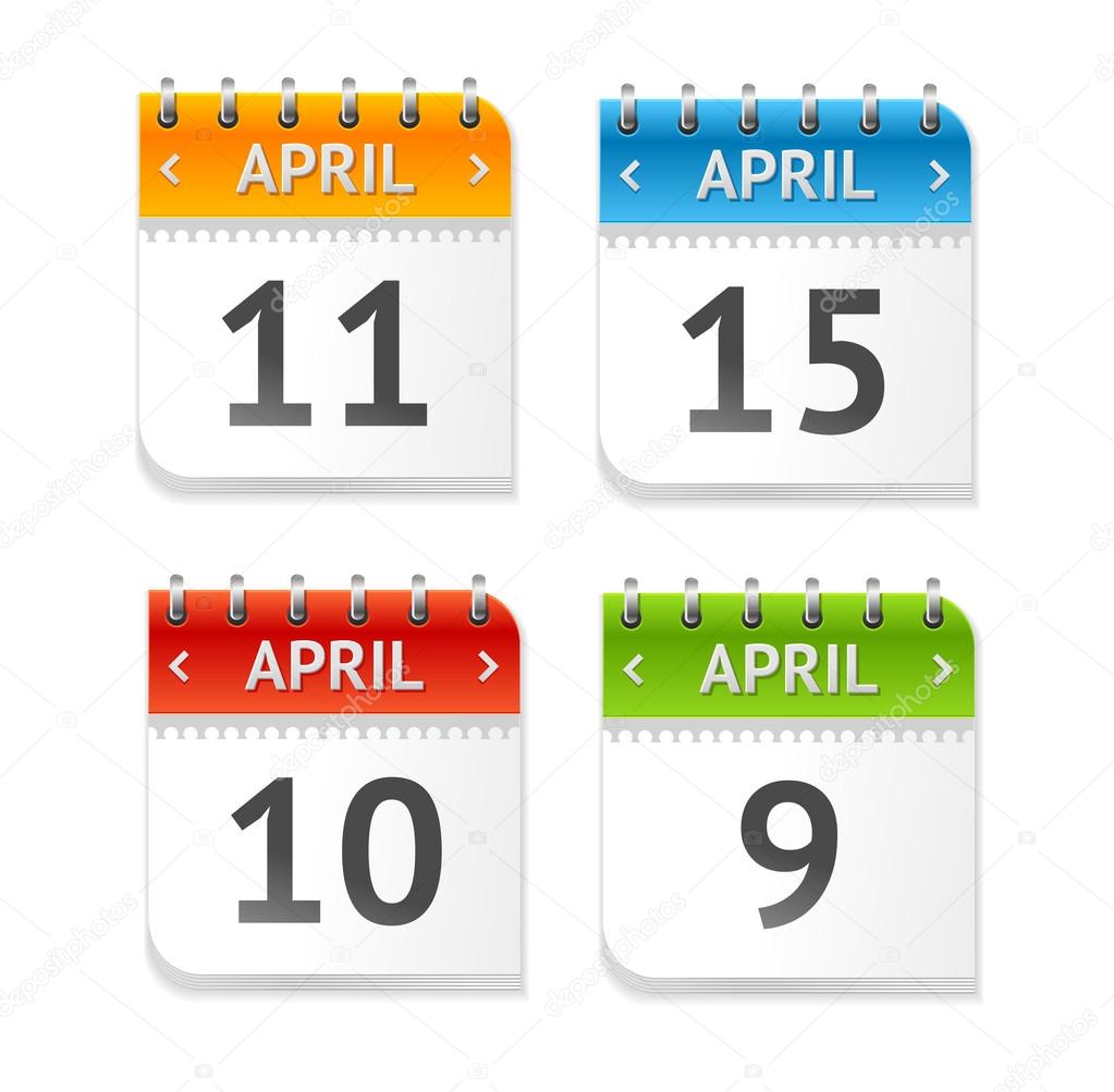 Vector Calendar April with Dates Set. Flat Design