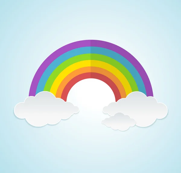 矢量彩虹和天空中的云彩 — 图库矢量图片