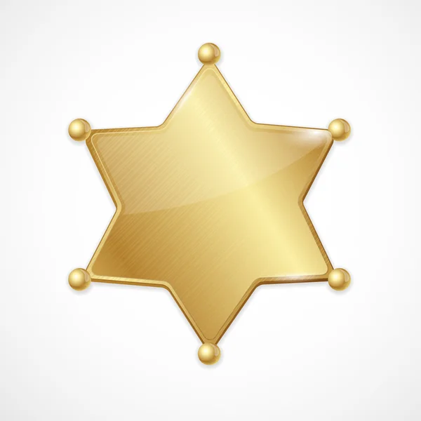 Vector dorado sheriff insignia estrella en blanco — Vector de stock