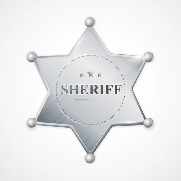 Estrela de emblema de xerife de prata vetorial — Vetor de Stock
