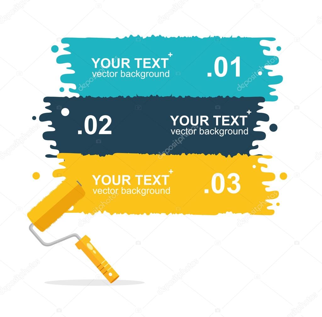 Vector colorful rollerbrushes background for text