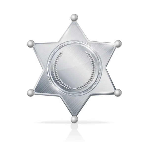 Estrela de emblema de xerife prateado de vetor vazia — Vetor de Stock