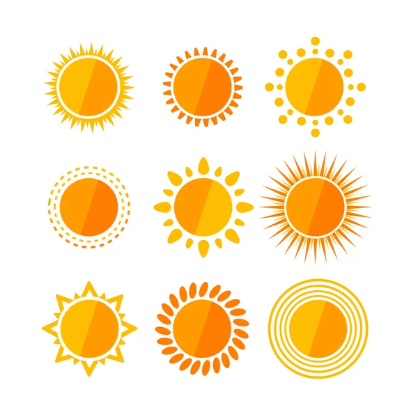 Vektor Sonne flach eingestellt — Stockvektor