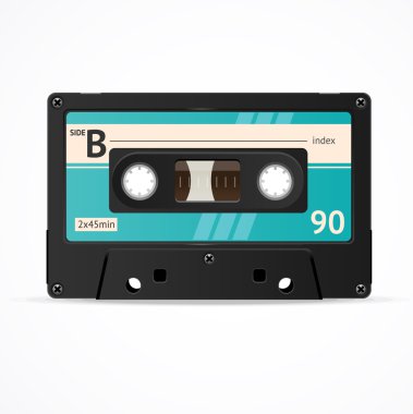 Vector Blue Cassette Tape isolated clipart
