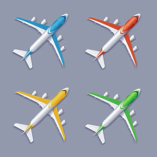 Vector Color Airplane Set — Stock Vector