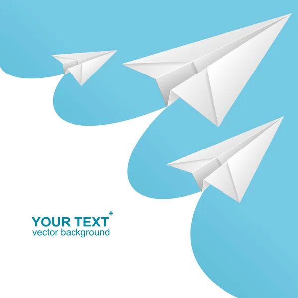 Vector White paper airplane card and text box — Stock Vector