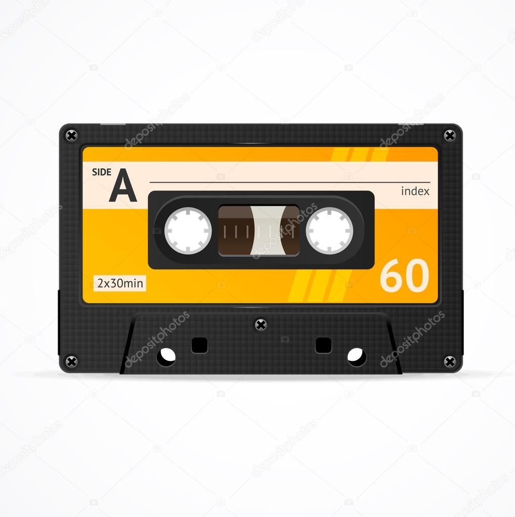 Vector Orange Cassette Tape isolated