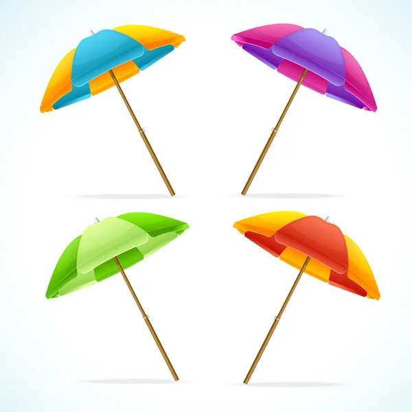 Набор векторных пляжных зонтиков — стоковый вектор