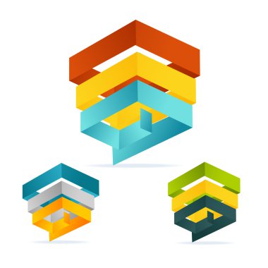 Vector pyramid chart isometric templates with options set