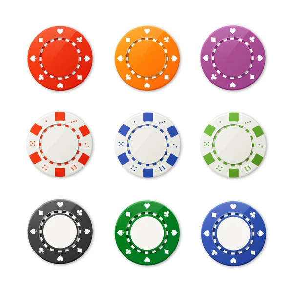 Vector poker chips set — Stock Vector
