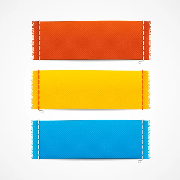 Vektör gerçekçi kumaş giyim etiketleri ayarlama