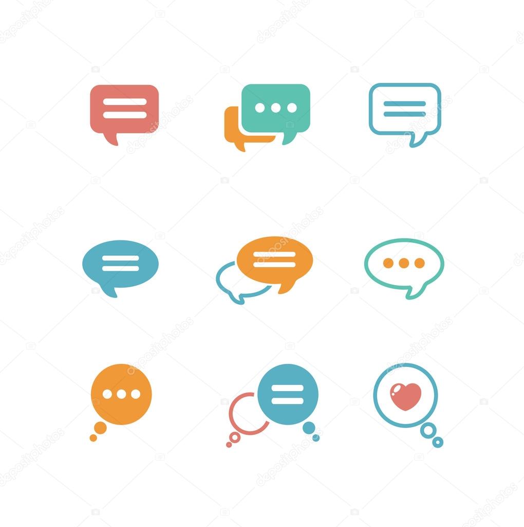 Vector Speech bubble icon set on white background isolated 