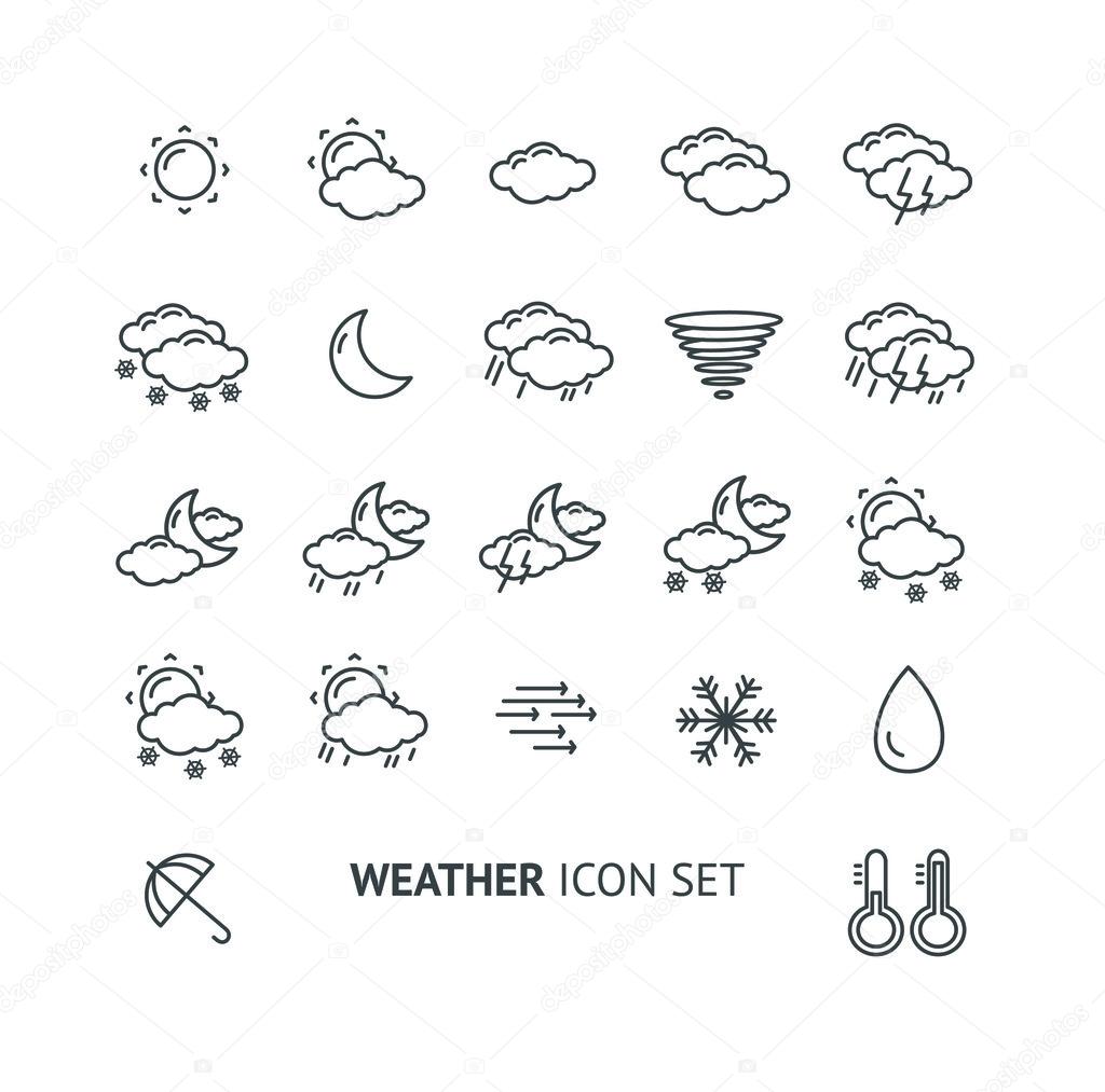 Vector outline weather icon black and white