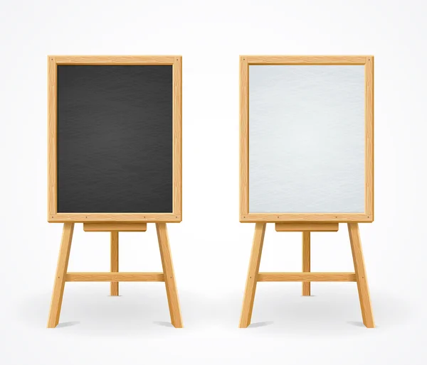 Black Board and White Set On Easel Front View Vector — Stock Vector