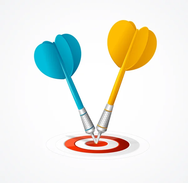 Two Darts hit the target. Vector — Stock Vector