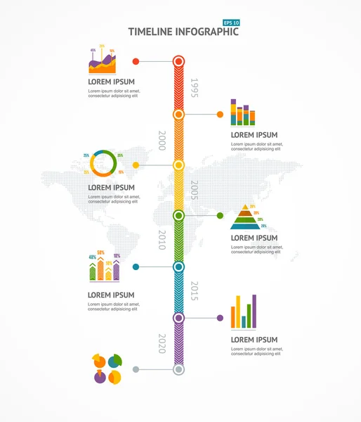 Idősor Infographic. Vektor — Stock Vector