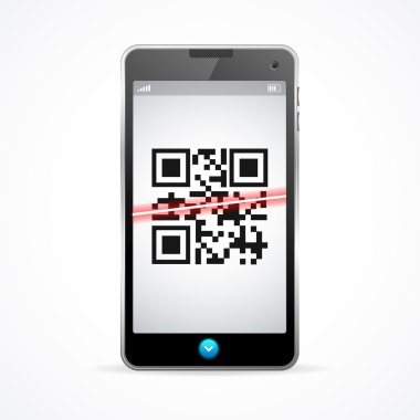 Barkod tarayıcı telefon. Vektör