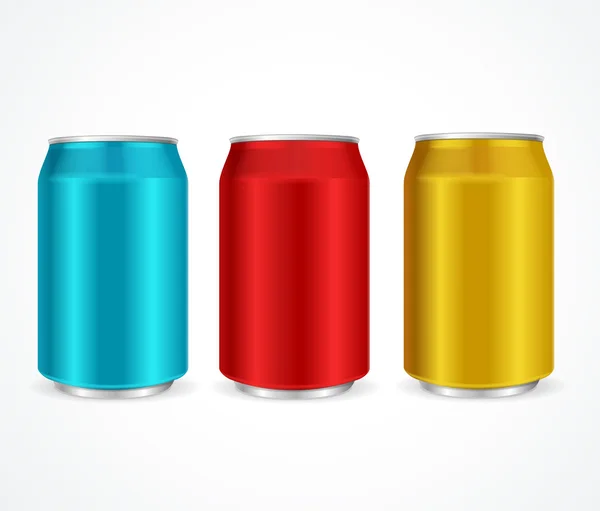 Aluminum Colorful Cans. Vector — Stock Vector