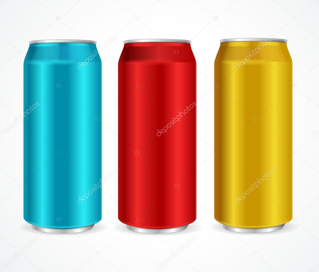 Aluminum Colorful Cans. Vector