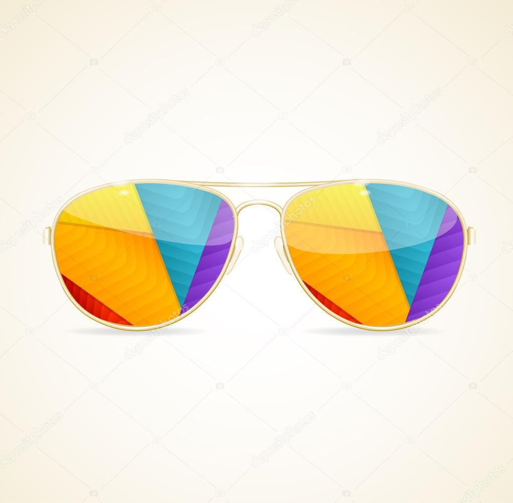 Aviator Sunglasses Gold Concept. Vector