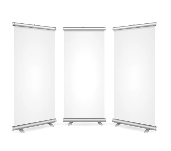 Plantilla en blanco Roll Up Banner 3 Display View. Vector — Vector de stock