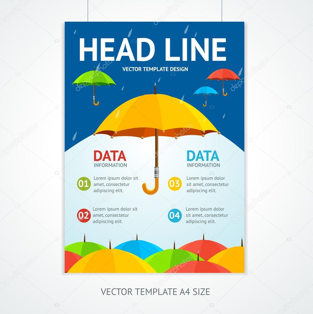 Placard Poster Template with Umbrellas. Vector Stock Vector Image by