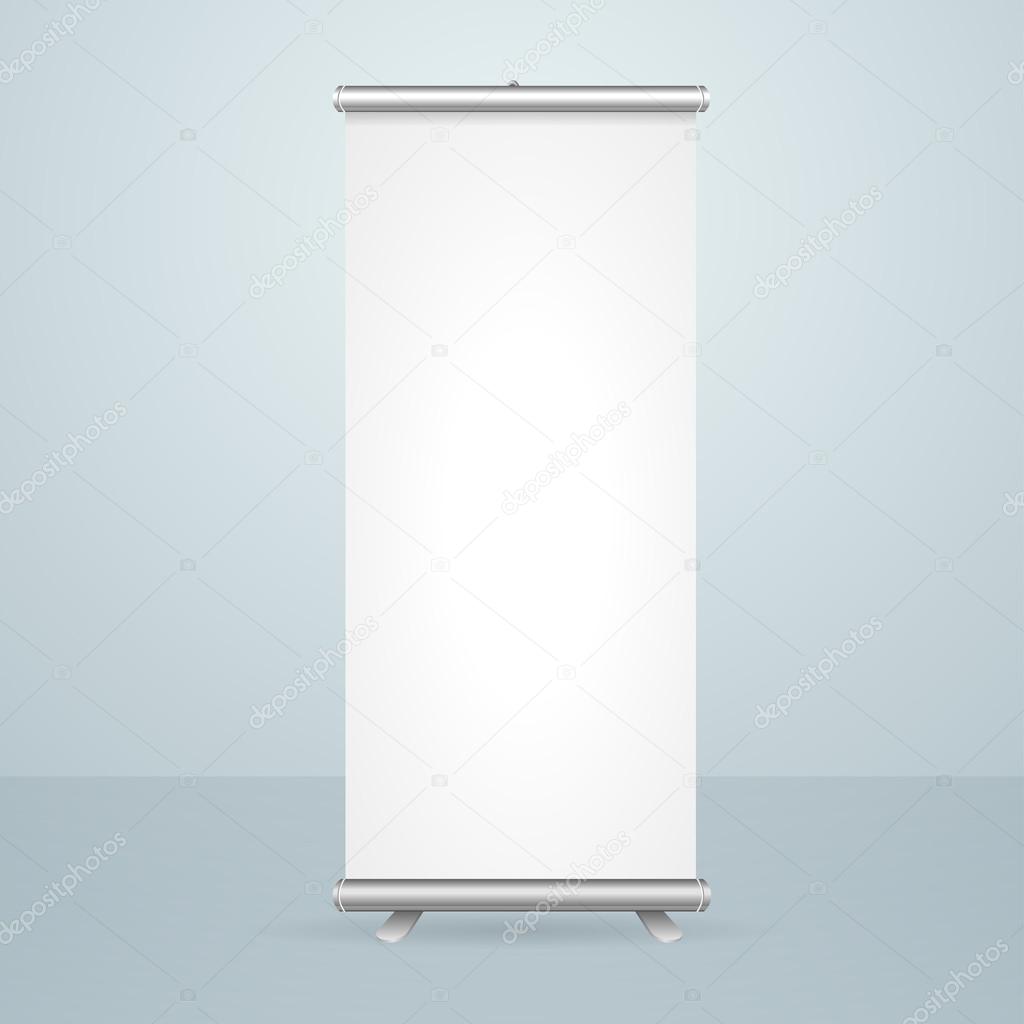 Roll Up Banner Blank Stand Design. Vector