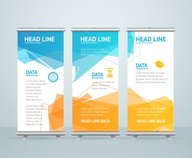 Banner stand tasarımı kadar rulo. Vektör