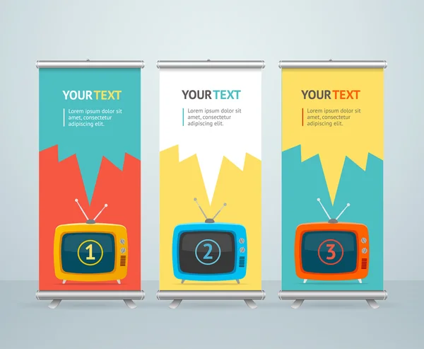 Roll up banner stands. Vector de — Archivo Imágenes Vectoriales