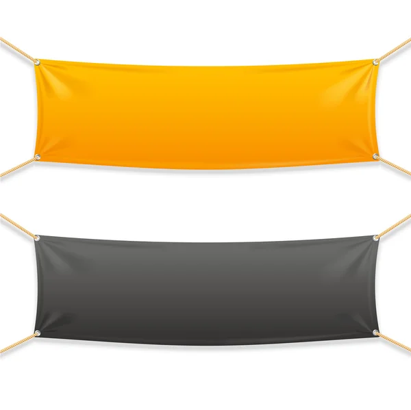 Bandeira horizontal retangular de tecido com cordas. Vetor —  Vetores de Stock