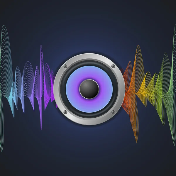 Musical Concept. Audio Speaker and Equalizer on Dark Background. Vector — Stock Vector