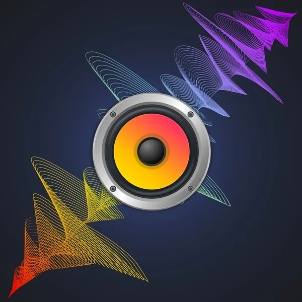 Muzikaal Concept. Audio-luidspreker en Equalizer op donkere achtergrond. Vector — Stockvector