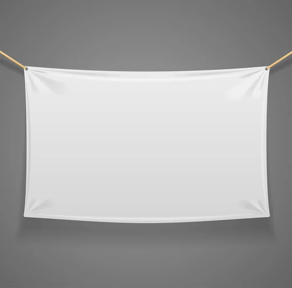 Blanc Banner ορθογώνια ύφασμα με σχοινιά. Διάνυσμα — Διανυσματικό Αρχείο