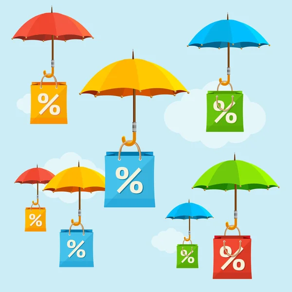 Paraply försäljning koncept. Vektor — Stock vektor