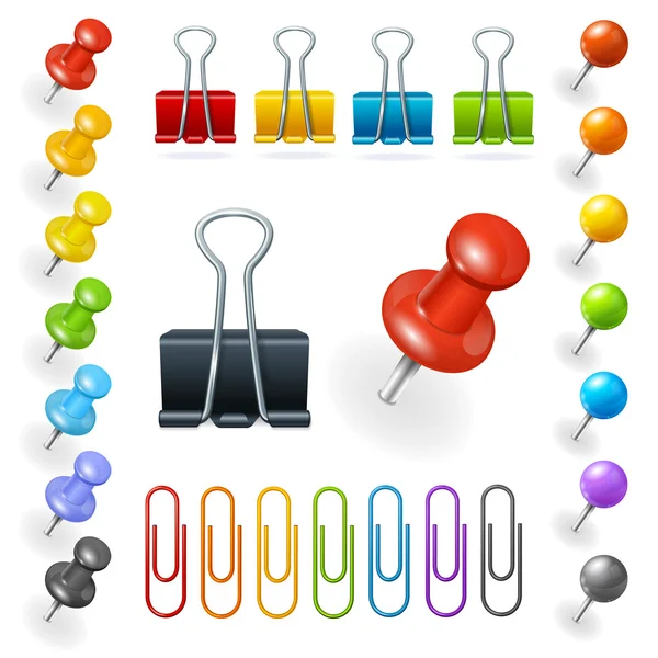 Pennen en paperclips collectie. Vector — Stockvector