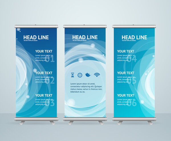 Roll Up Banner Stand Design. Vector