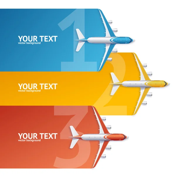 Airplane Travel Concept Option Banner. Vettore — Vettoriale Stock