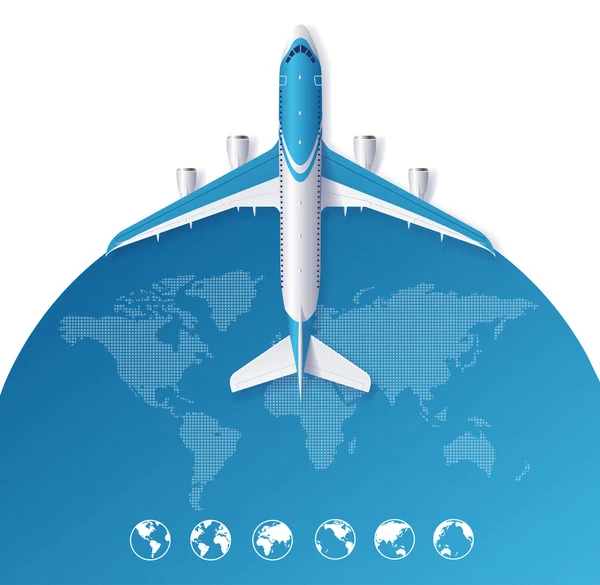 Concepto de viaje en avión. Vector — Vector de stock