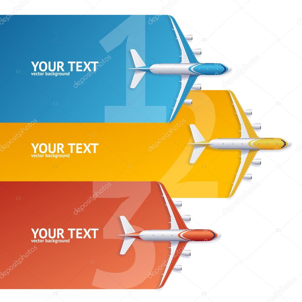 Airplane Travel Concept Option Banner. Vector